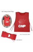 CHP logolu beyaz kırmızı biyeli 50x70 cm nonwoven belden bağlamalı promosyon miting önlüğü